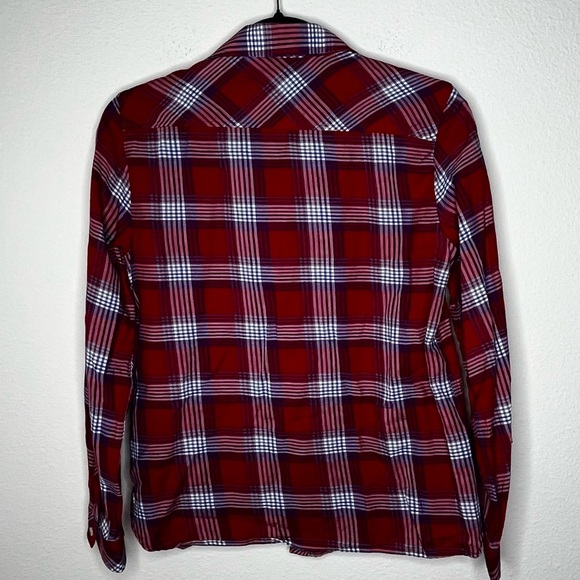 Talbots Button Down Cotton Flannel Shirt Long Sleeve Red White Size Petite (0-2) - Picture 2 of 6